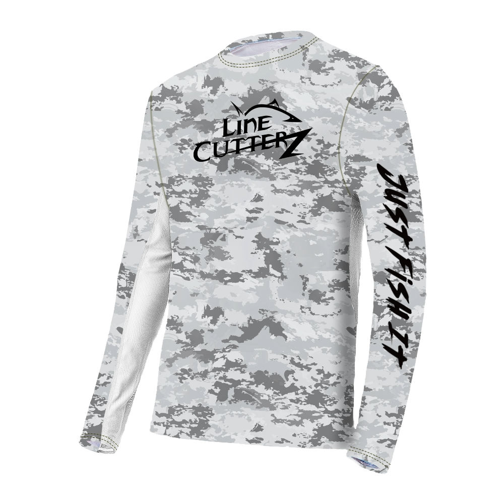 Line Cutterz Camo Fishing Shirt Shirts Line Cutterz Grey Small 