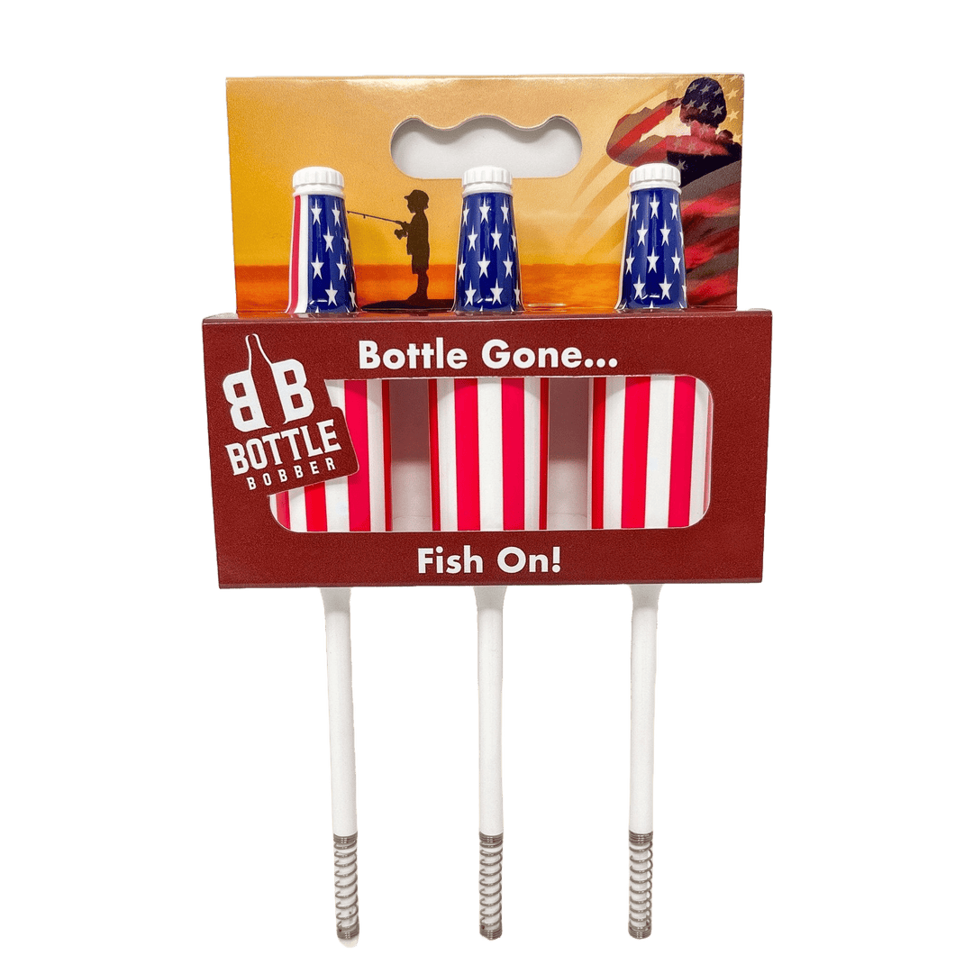 Bottle Bobbers - American Flag Red & White Fishing Bobber - 3-Pack Fishing Floats & Bobbers Southern Bell Brands 