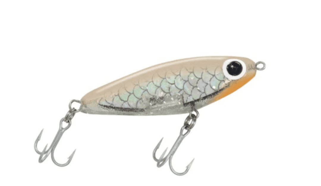 Paul Brown's Soft-Dine Suspending Twitchbait Lure Mirrolure Bone Back/Silver Whisker Glitter 