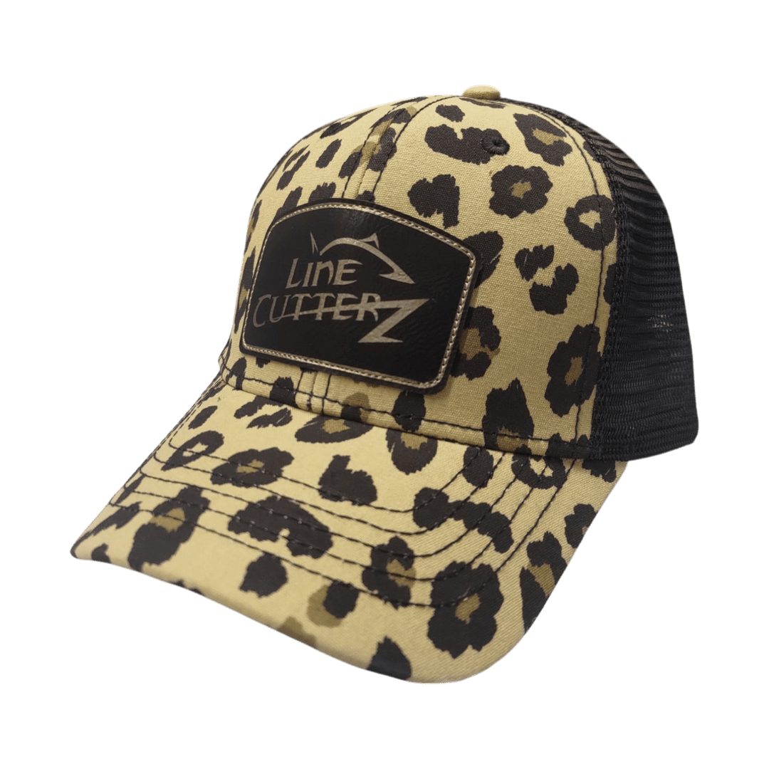 Line Cutterz Hidden Ponytail Hat Hats Line Cutterz Leopard Print/Black Black Leather/Gold 