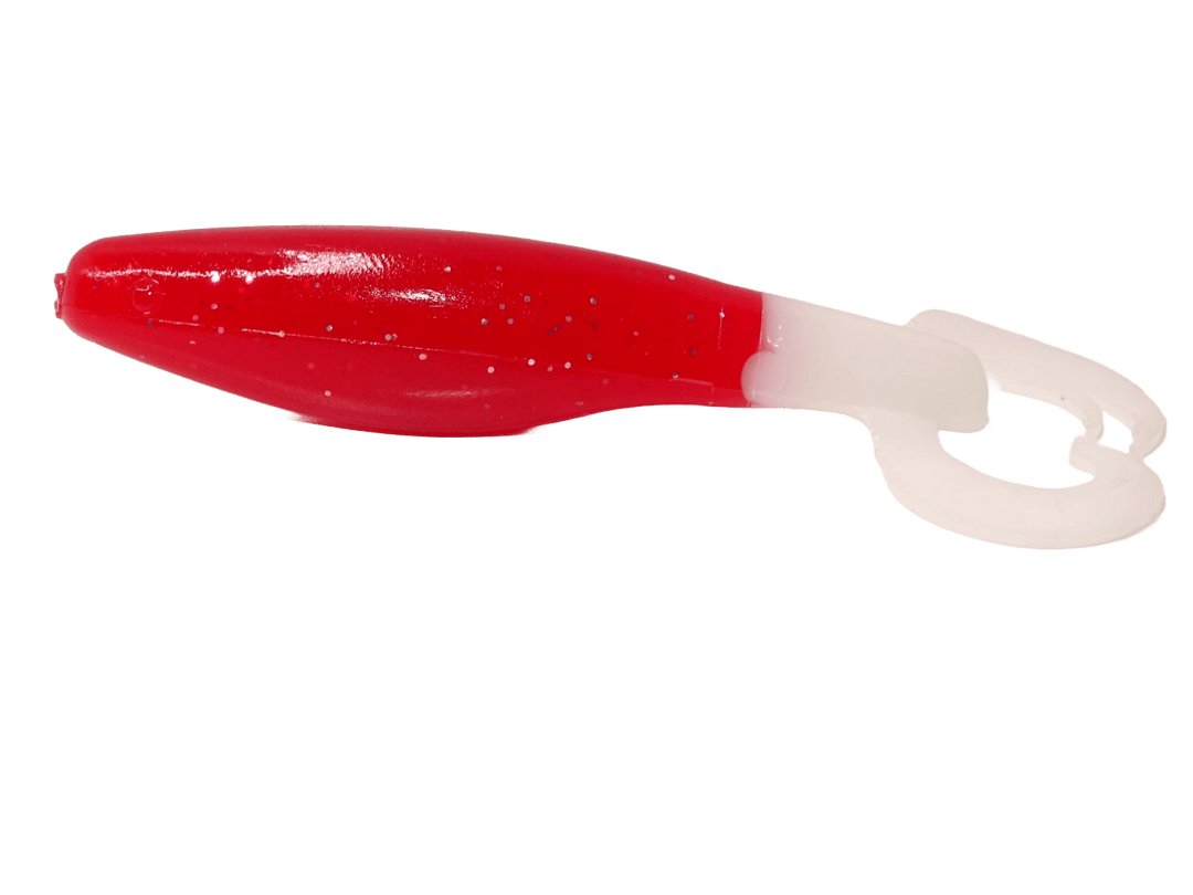 Psycho Chicken Shad 3.5” - 6pk Lure Chicken Boy Lures Strawberry Red-White 