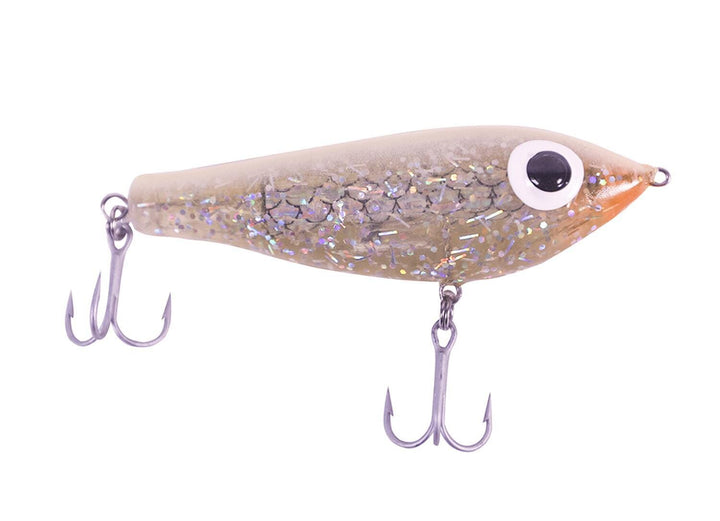 Paul Brown's Fat Boy Suspending Twitchbait Lure Mirrolure Bone Back/Silver Whisker Glitter 