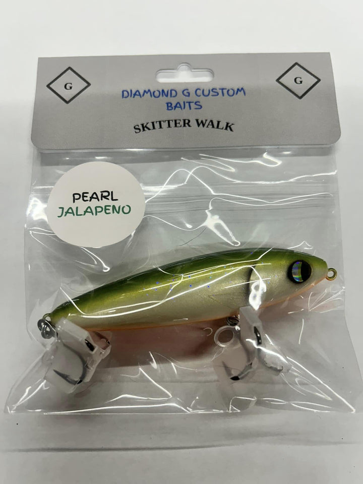 Diamond G Custom Baits - Skitter Walk Diamond G Custom Baits Pearl Jalapeno 