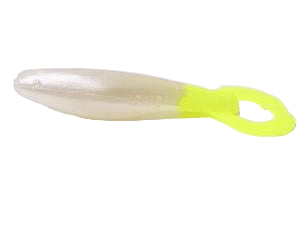 Psycho Chicken Shad 3.5” - 6pk Lure Chicken Boy Lures Pearl White & Chartreuse 