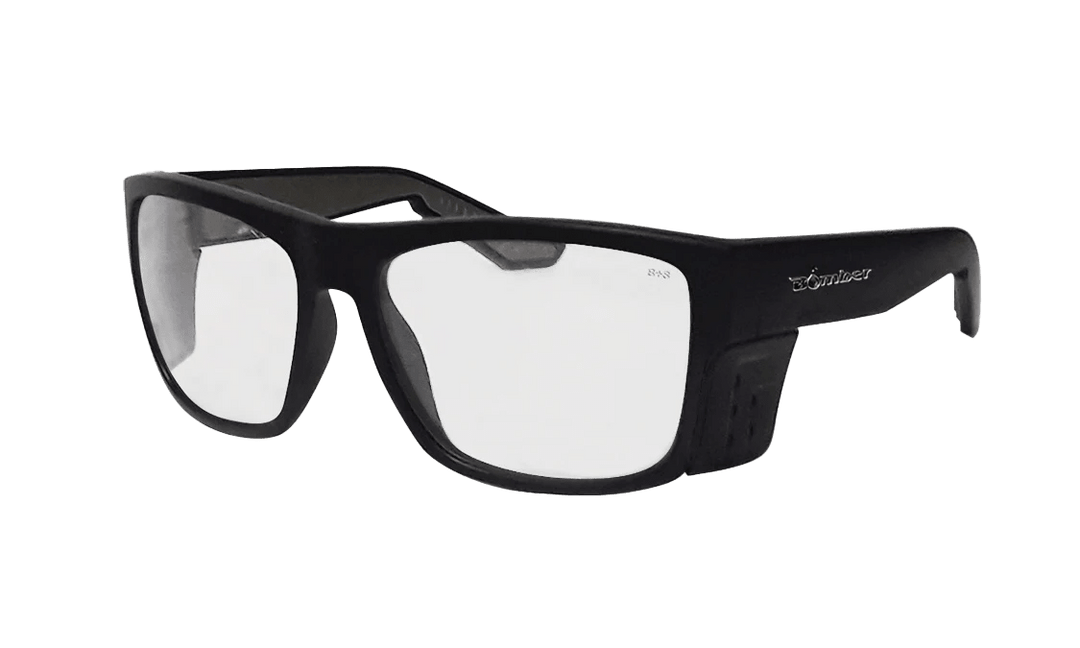 Bomber Floating Safety Eyewear Accessories Bomber Clutch Matte Black Frame Clear Safety Lens