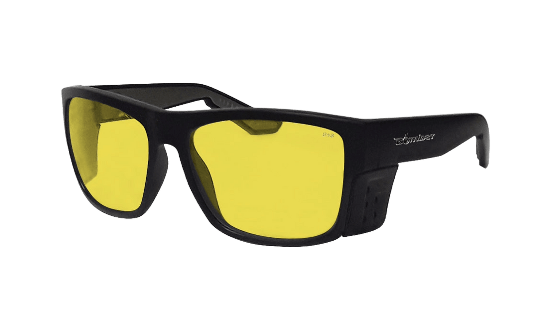 Bomber Floating Safety Eyewear Accessories Bomber Clutch Matte Black Frame Yellow Safety Lens