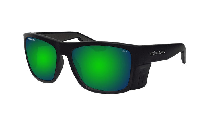 Bomber Polarized Floating Eyewear Accessories Bomber Clutch Matte Black Frame Green Mirror Polarized Lens