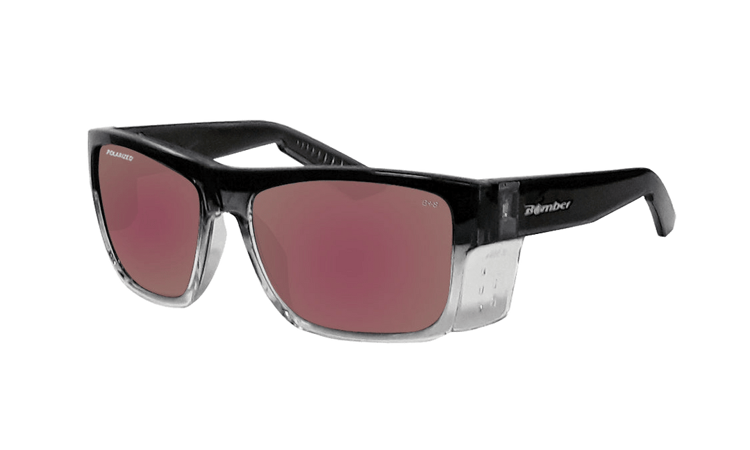 Bomber Polarized Floating Eyewear Accessories Bomber Clutch 2-Tone Smoke Frame Rose Pink Mirror Polarized Lens