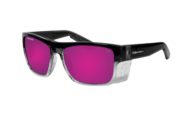 Bomber Polarized Floating Eyewear Accessories Bomber Clutch 2-Tone Smoke Frame Revo Pink Mirror Polarized Lens