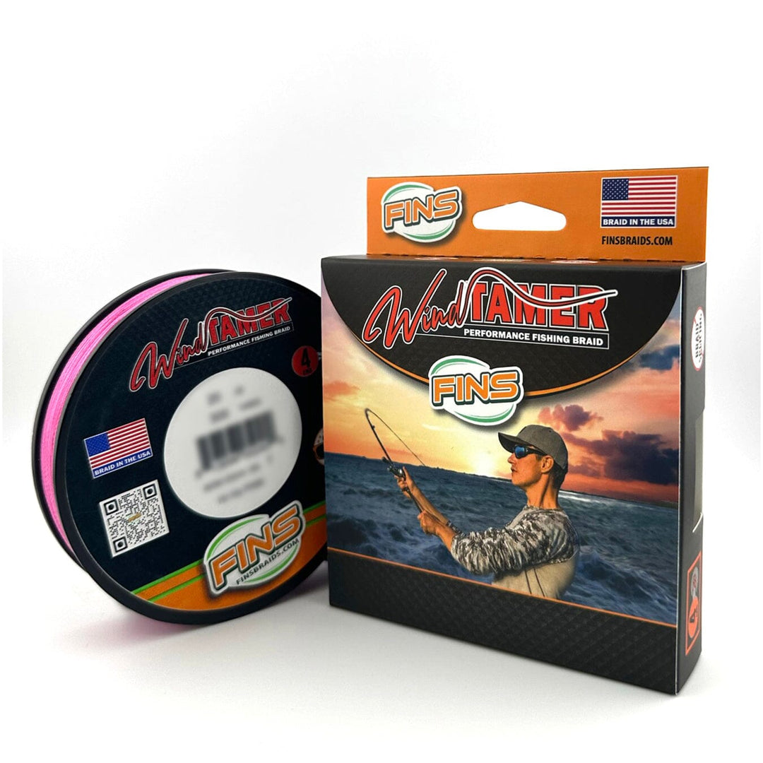 Windtamer Fishing Braid 4-8lb. Fishing Line FINS Braids 4 lb. 150 yards High Visibility Pink