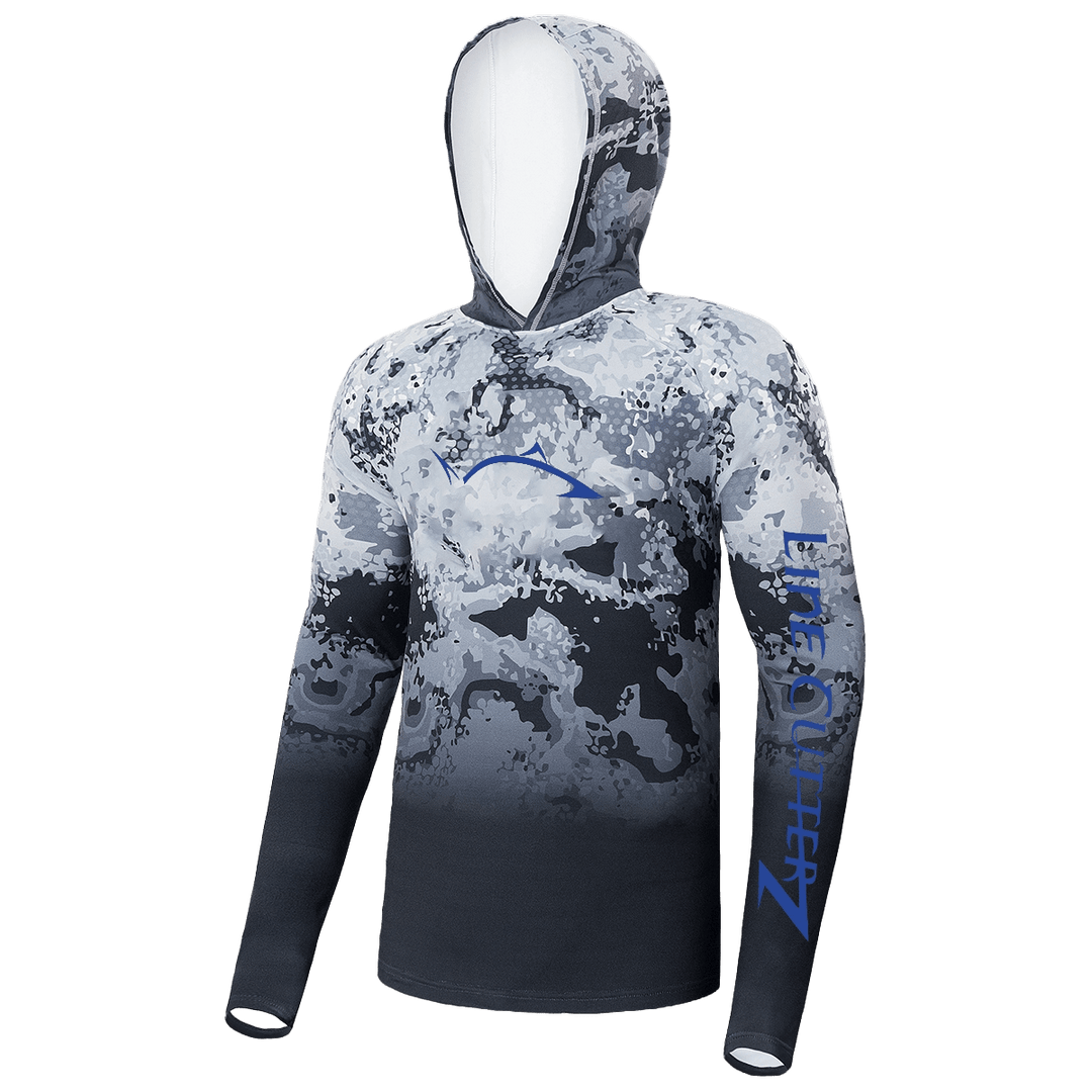 Line Cutterz Long-Sleeve Camo Fishing Hoodie Apparel Line Cutterz Grey Small 