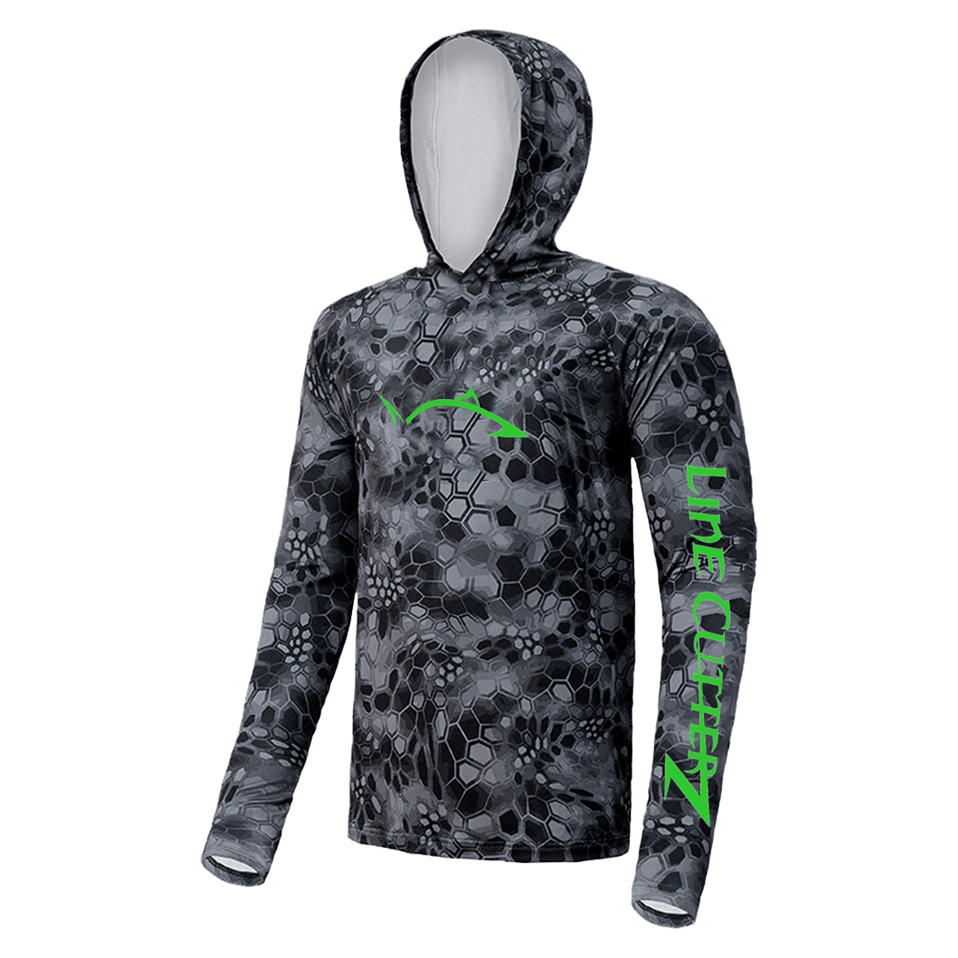 Line Cutterz Long-Sleeve Camo Fishing Hoodie Apparel Line Cutterz Black Small 