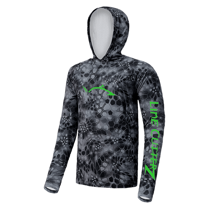 Line Cutterz Long-Sleeve Camo Fishing Hoodie Apparel Line Cutterz Black Small 