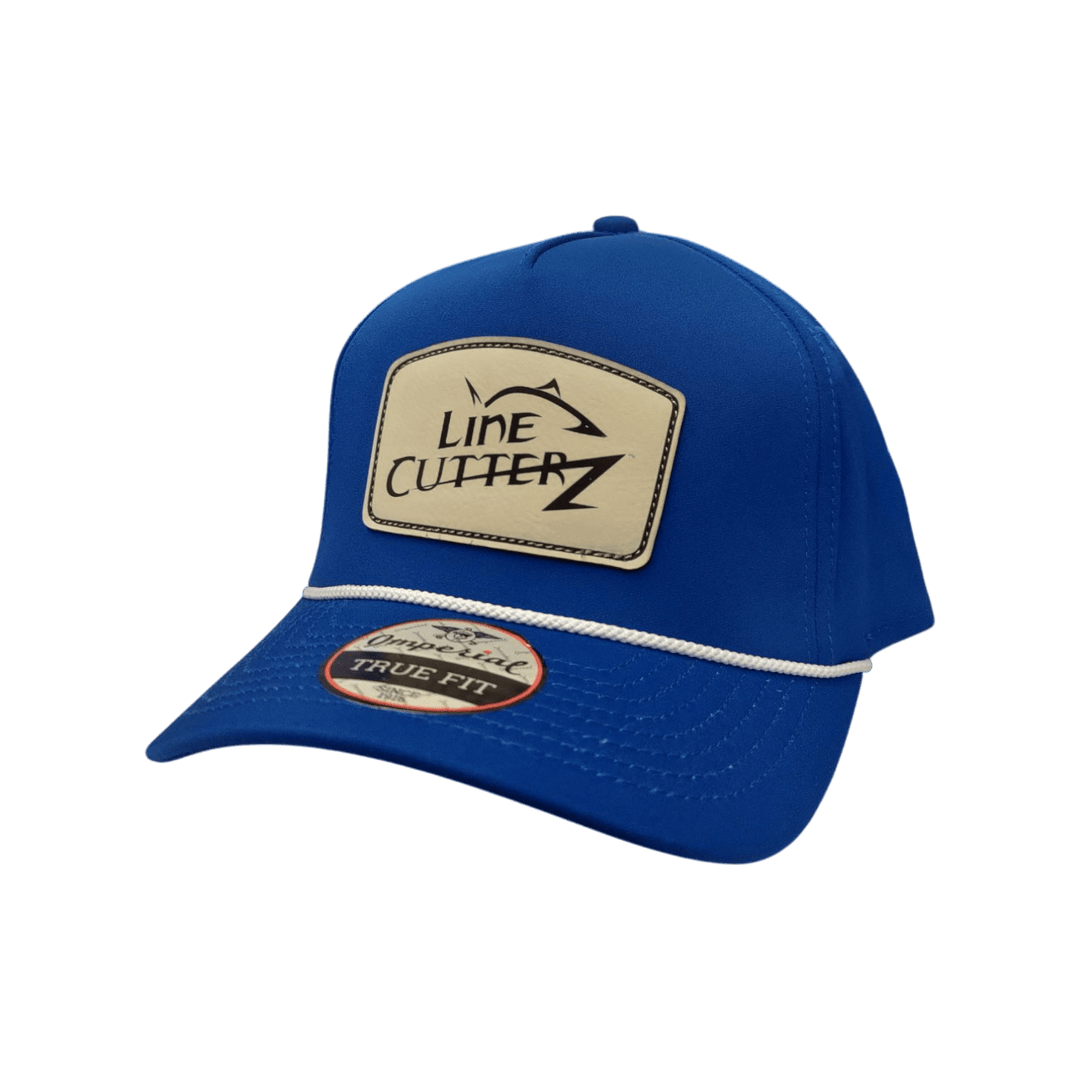 Line Cutterz Snapback Polyester Rope Hat Hats Line Cutterz Royal White Ivory Faux Leather Patch