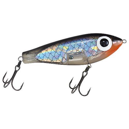 Paul Brown's Fat Boy Pro Sinking Twitchbait Lure Mirrolure Black Back Silver Insert Orange Throat 