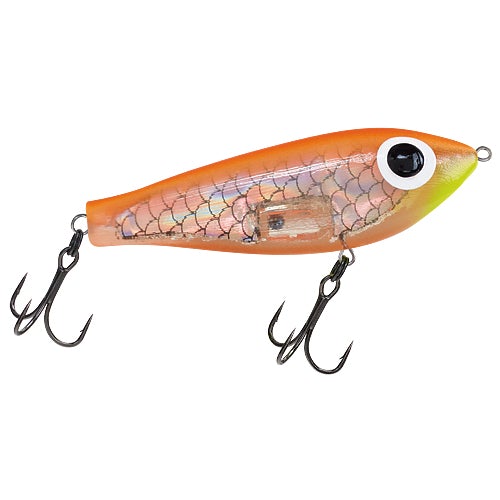 Paul Brown's Fat Boy Pro Sinking Twitchbait Lure Mirrolure Orange Back Silver Insert Chartreuse Throat 