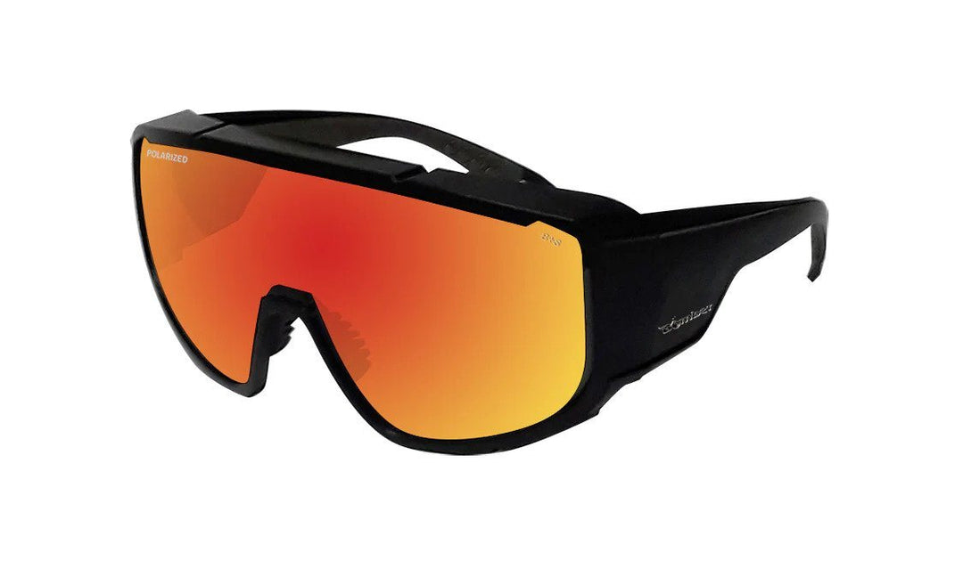 Bomber Polarized Floating Eyewear Accessories Bomber Magnum Matte Black Frame Red Mirror Polarized Safety Lens