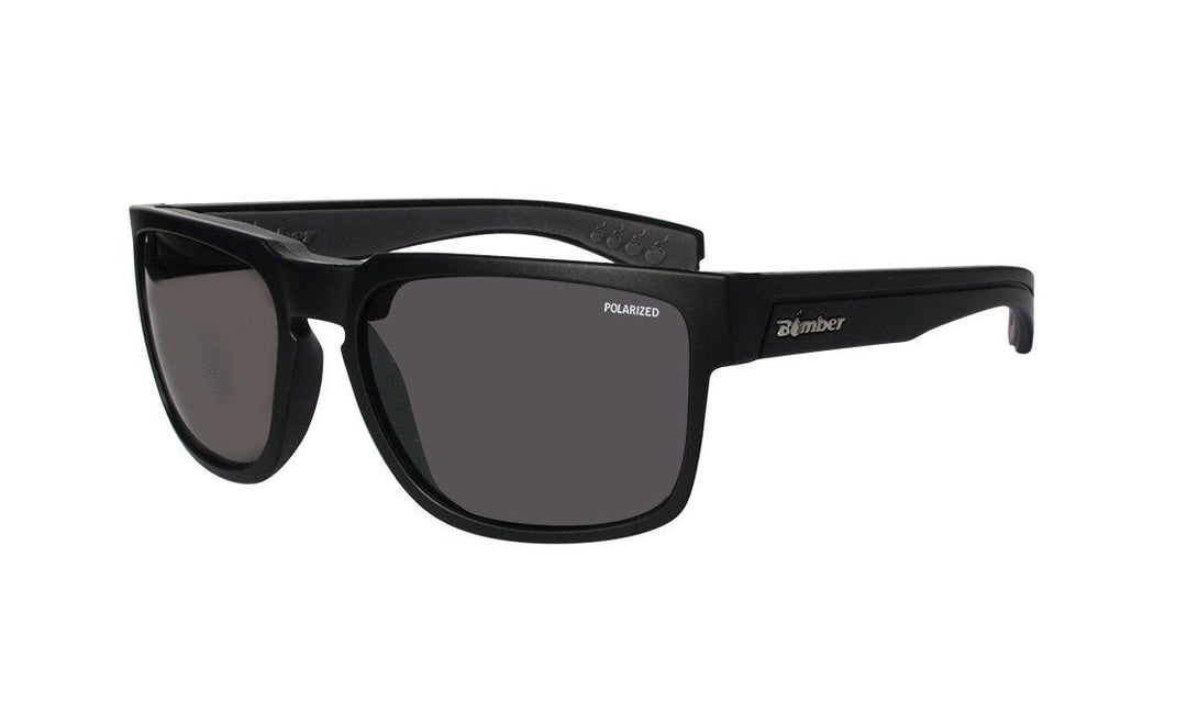 Bomber Polarized Floating Eyewear Bomber Smart Bomb Matte Black Frame Smoke Polarized Lens